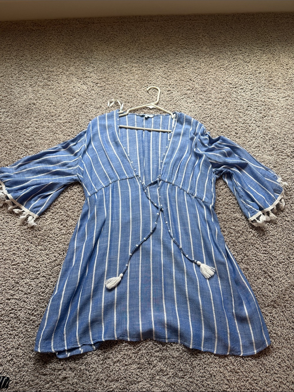 Blue Striped cover up swim suit